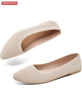 Women's Knit Ballet Flats Pointed-Toe Comfortable Slip On Dressy Casual Shoes